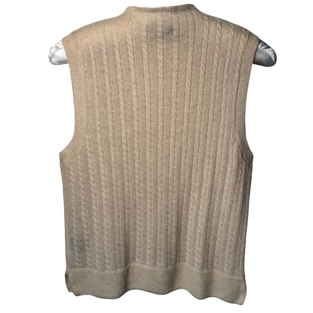 House of Harlow 1960 100% Cashmere Sleeveless Vest Beige L Semi Sheer Luxury - Picture 2 of 11